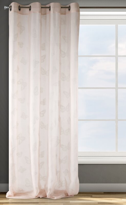 Zasłona gotowa D91 MARIPOS różowa 140 X 250 CM – z motywem motyli