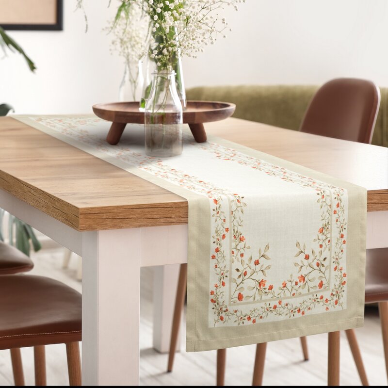 Bieżnik SUMMER17 jasnokremowy 40 X 140 cm – sielski kwiatowy wzór