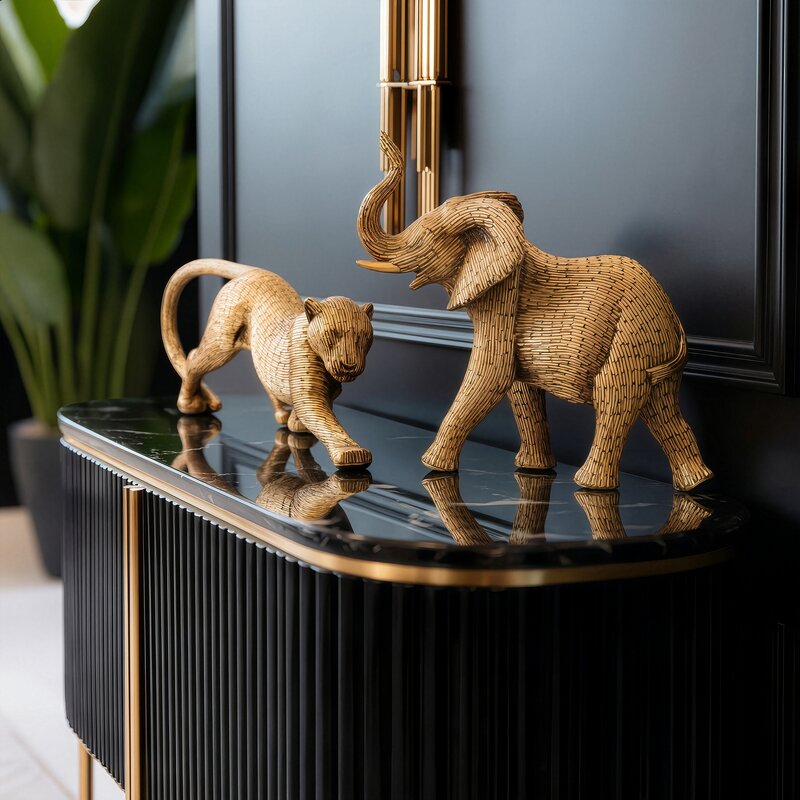 Figurka ceramiczna Zuri złota 34 X 8 X 12 CM – z egzotycznym akcentem