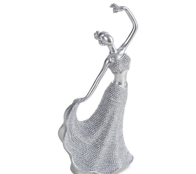 Figurka ceramiczna Eldo srebrna 9 X 6 X 19 cm – ożywia wnętrze