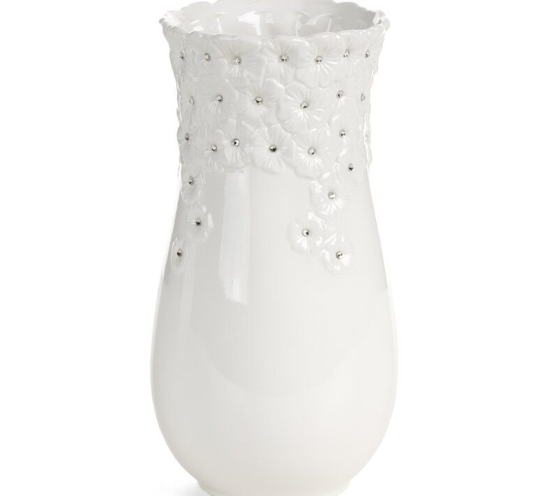 Wazon ceramiczny Elisa biały O 14 X 28 CM – na susze i kwiaty