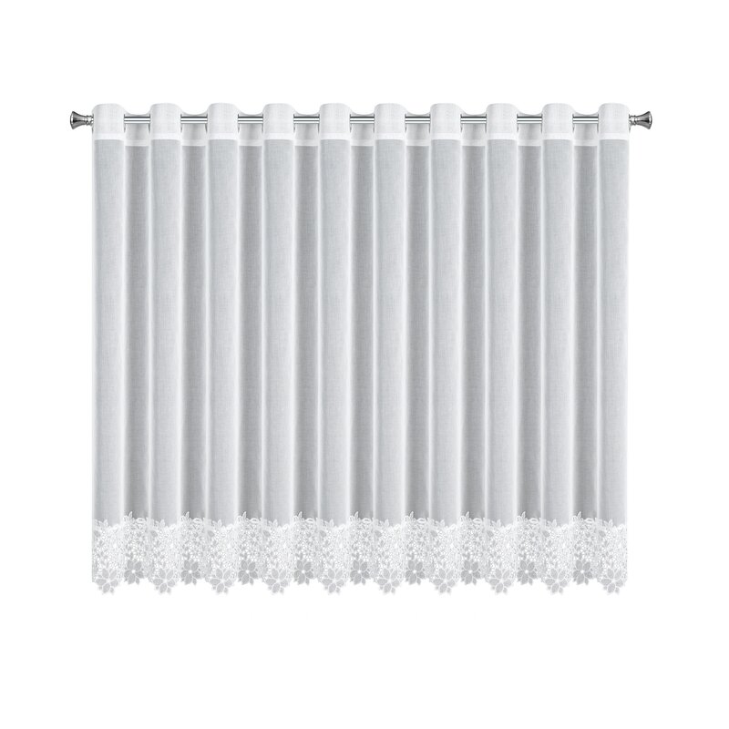 Firana gotowa Artemida biała 350 X 145 cm – z ozdobną obszywką