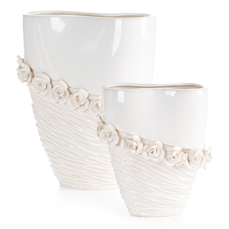 Wazon ceramiczny Eliana kremowy 27 X 13 X 32 cm – do stylowych kompozycji