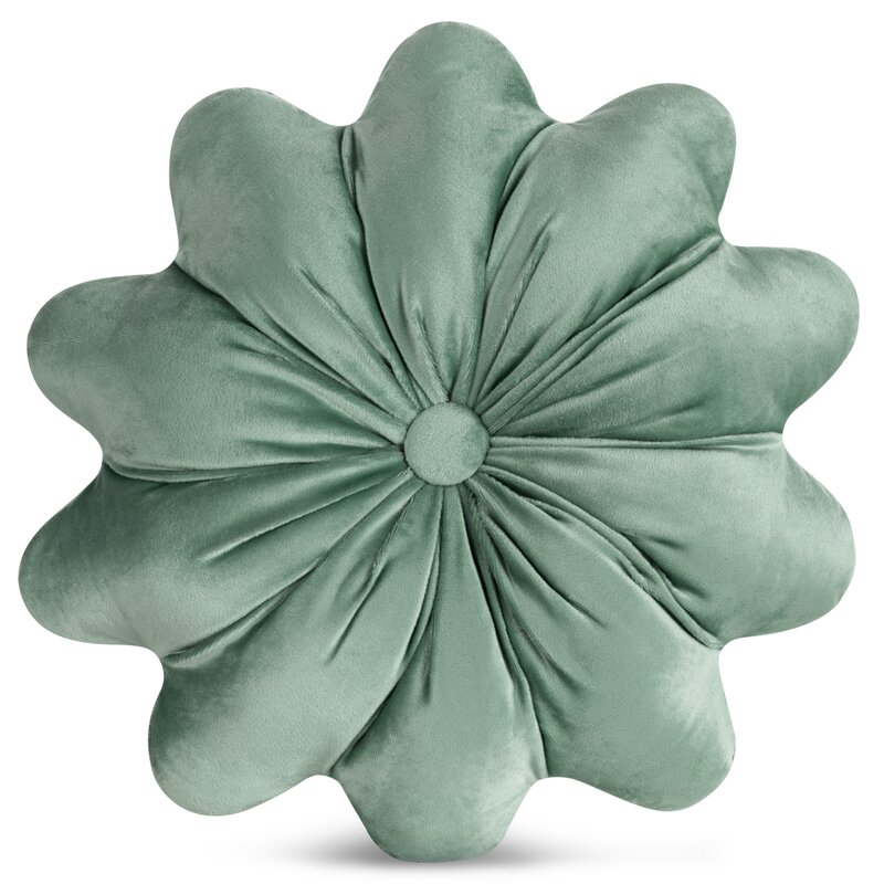 Poduszka dekoracyjna welwetowa Flores szałwiowa Ø 40 cm – miękka w dotyku