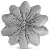 Poszewka welwetowa Flores srebrna Ø 40 cm – miękka i przytulna