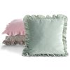 Poszewka Brenda1 musztardowa 45 X 45 CM – welwetowa z falbankami