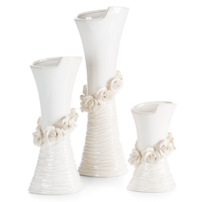 Wazon ceramiczny Eliana kremowy 14 X 10 X 38 CM – na susze i kwiaty