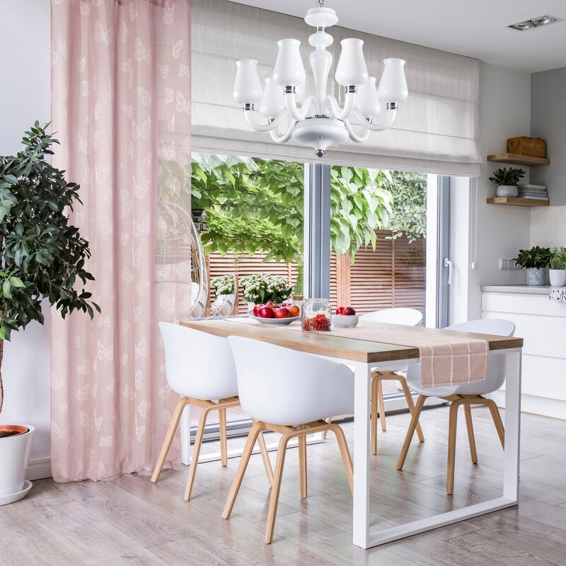 Zasłona gotowa D91 MARIPOS różowa 140 X 250 CM – z motywem motyli