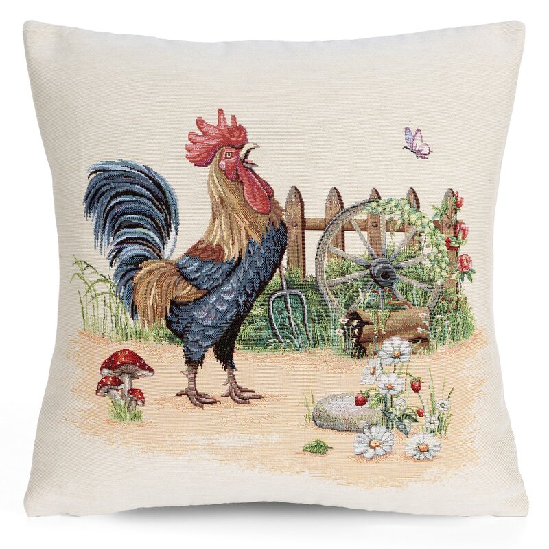 Poszewka na poduszkę gobelinowa Kogut naturalna 45X45 – doda wiejskiego uroku