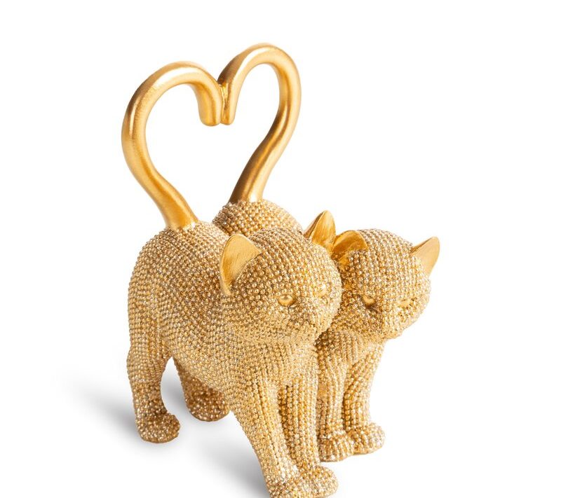 Figurka ceramiczna Eldo dwa kotki złota 10 X 9 X 13 cm – dla miłośników kotów