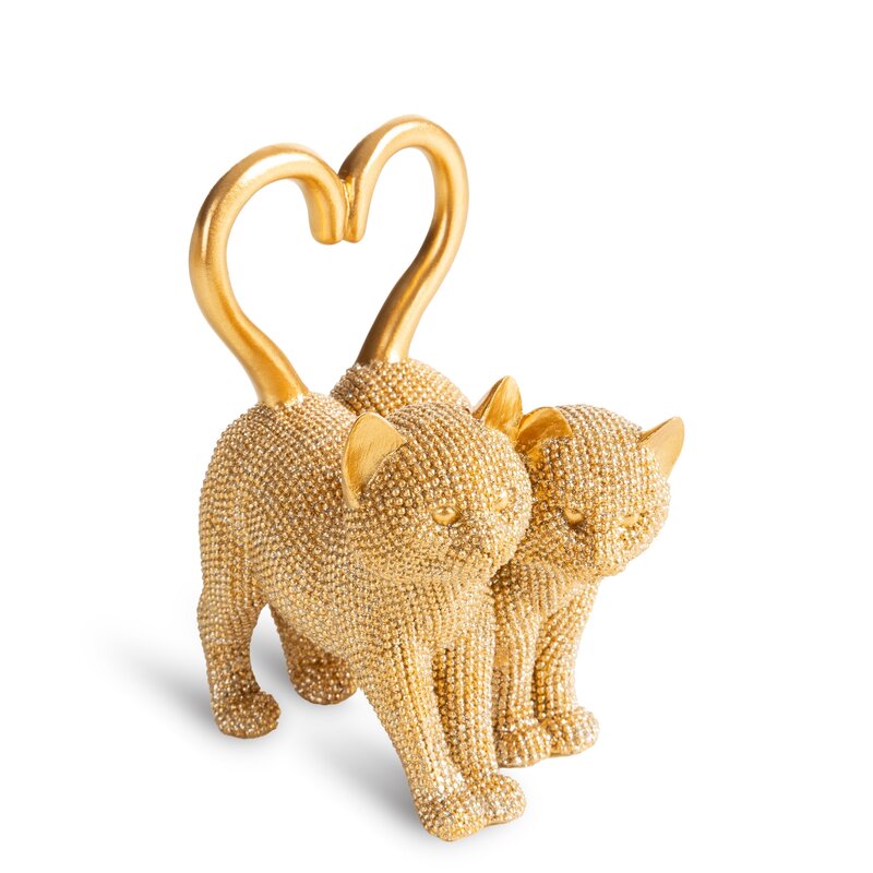 Figurka ceramiczna Eldo dwa kotki złota 10 X 9 X 13 cm – dla miłośników kotów