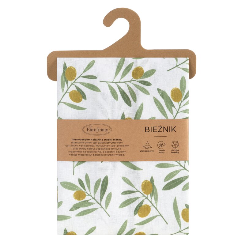 Obrus Erin biały 40 X 140 CM – z motywem oliwnym