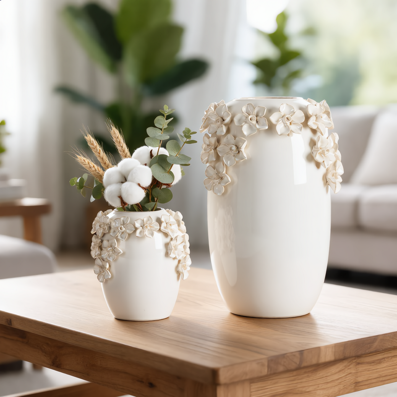 Wazon ceramiczny Diana kremowy O 19 X 30 CM – na susze i kwiaty