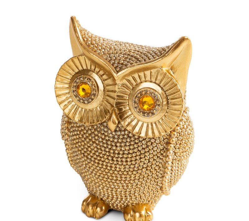 Figurka sowa ceramiczna Eldo złota 8 X 6 X 11 cm – z efektem połysku