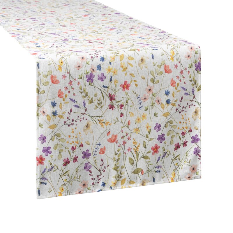 Obrus Anna biały 40 X 140 CM – z uroczym wzorem kwiatowym