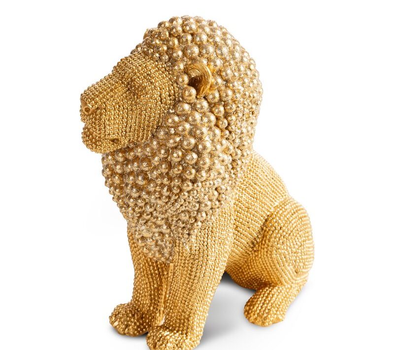 Figurka ceramiczna Lew ELDO złota 15 X 9 X 18 CM – doda blasku wnętrzu