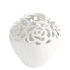 Wazon ceramiczny Celia kremowy O 17 X 17 cm – z ażurowym wzorem