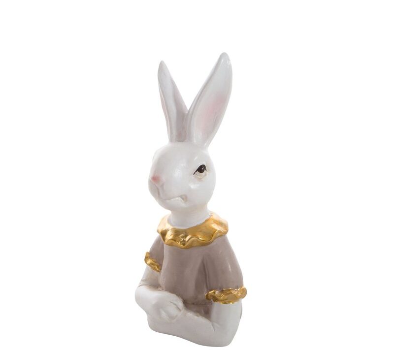 Figurka zajączka wielkanocna biało-beżowa 10X8X18 – na stół i komodę