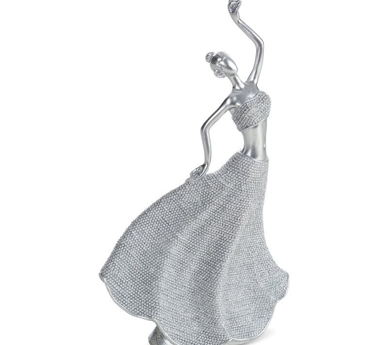 Figurka ceramiczna Eldo srebrna 14 X 7 X 26 cm – dodaje blasku wnętrzu