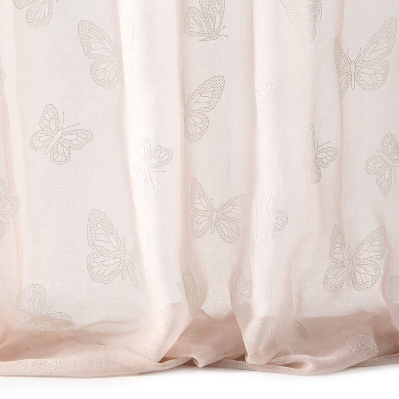 Zasłona gotowa D91 MARIPOS różowa 140 X 250 CM – z motywem motyli