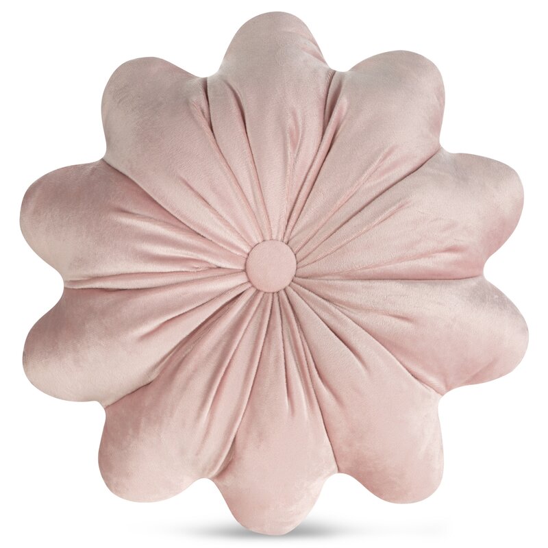 Poszewka dekoracyjna Flores 5 pudrowa Ø 40 cm – welwetowa w kształcie kwiatu