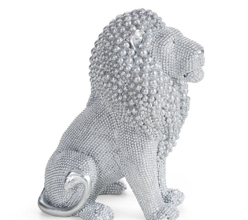Figurka ceramiczna Eldo srebrna 15 X 9 X 18 CM – majestatyczny lew