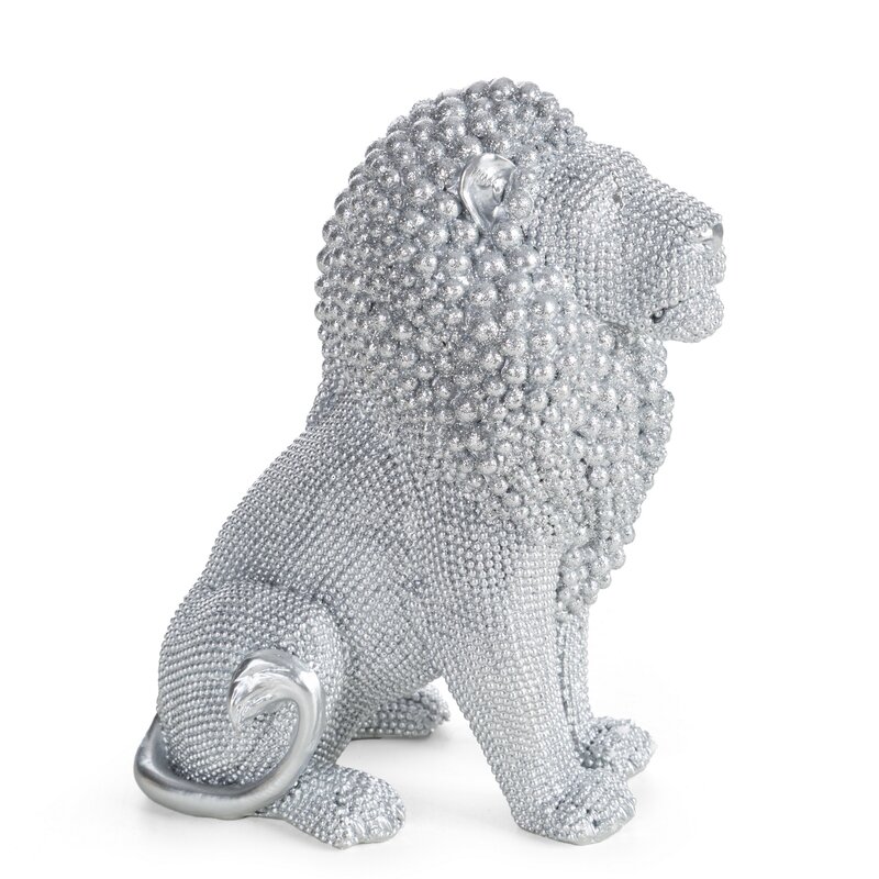 Figurka ceramiczna Eldo srebrna 15 X 9 X 18 CM – majestatyczny lew