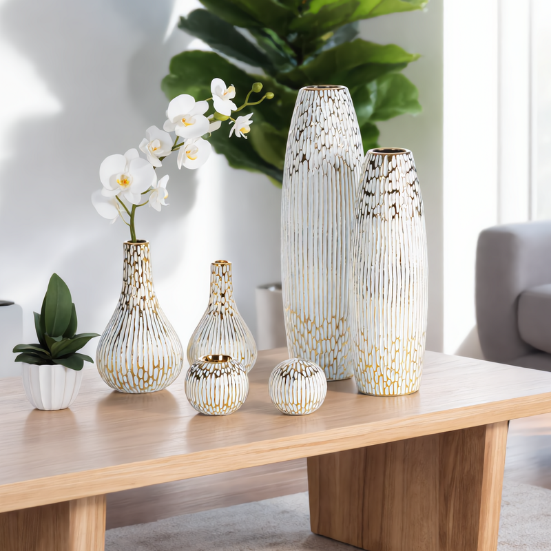 Wazon ceramiczny Andrea (03) biały 15 X 15 X 50 CM – na suszone kwiaty