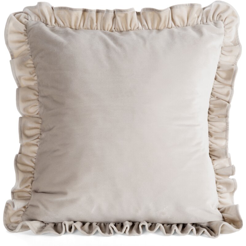 Poszewka welwetowa Brenda1 z falbankami beżowa 45 X 45 CM – miękka i dekoracyjna