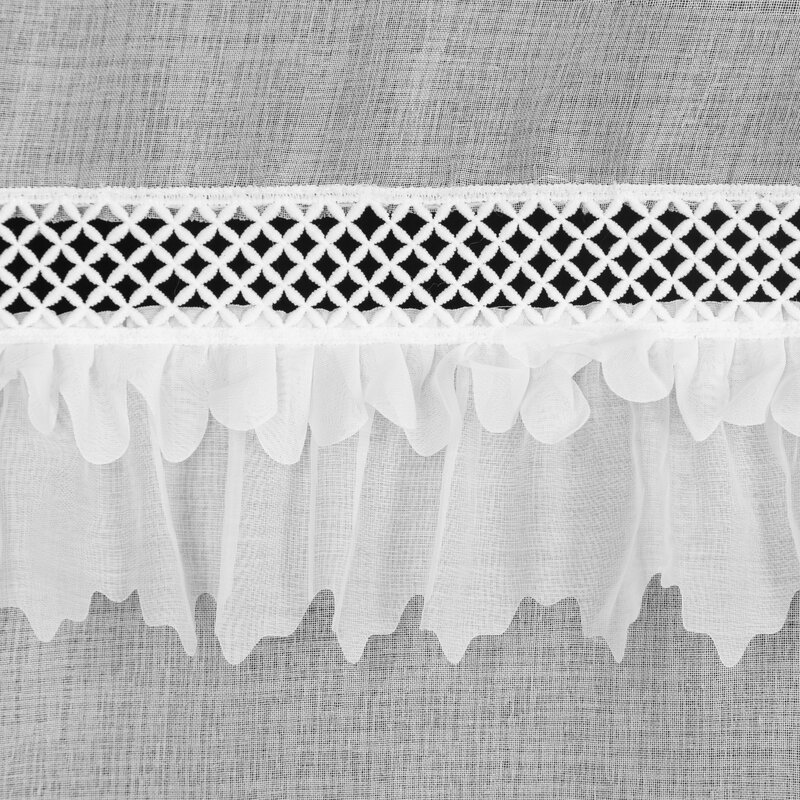 Firana gotowa Kiara biała 140 X 250 cm – zdobiona obszywką
