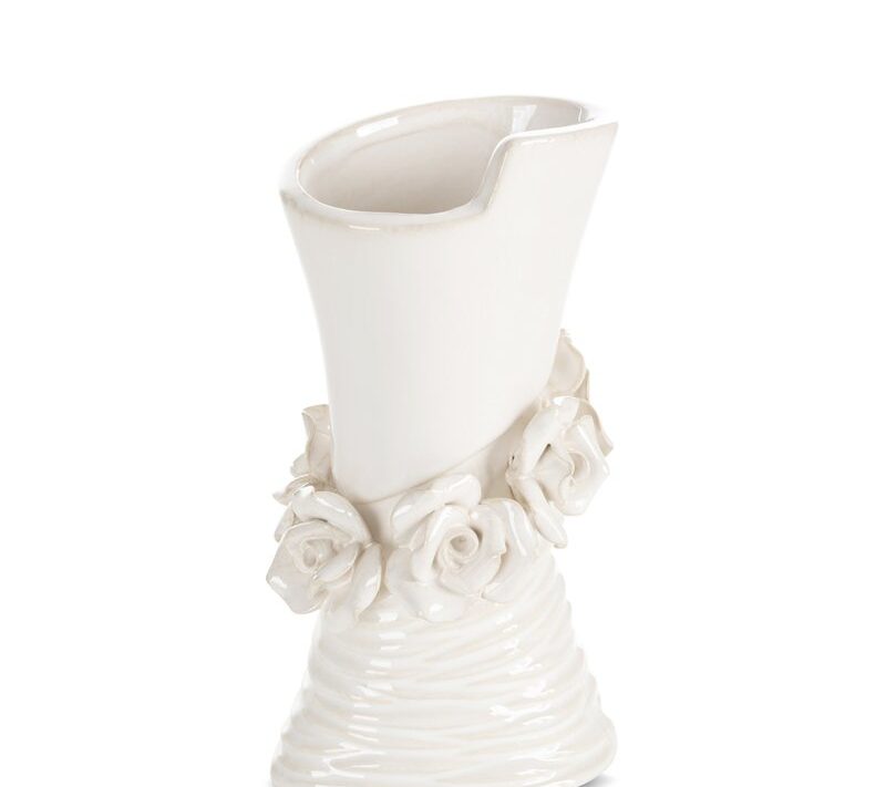 Wazon ceramiczny Eliana (01) kremowy 10 X 8 X 19 cm – na kwiaty i susze