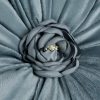 Poszewka welwetowa Flores niebieska Ø 40 cm – kwiatowy kształt