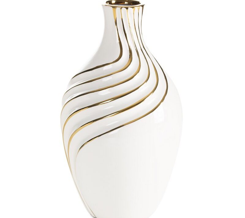 Wazon ceramiczny Estela biały 17 X 17 X 30 CM – na kwiaty i dekoracje