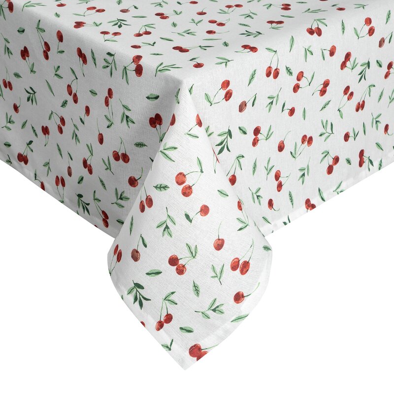 Obrus Cherry biały 140 X 180 CM – z radosnym motywem wiśni