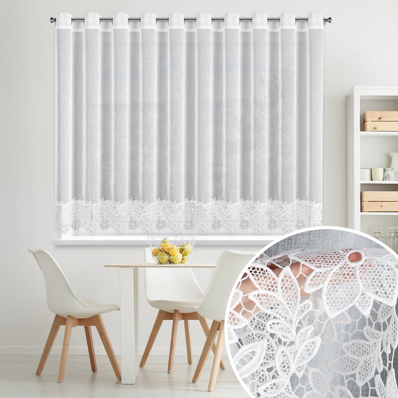Firana gotowa Artemida biała 350 X 145 cm – z ozdobną obszywką