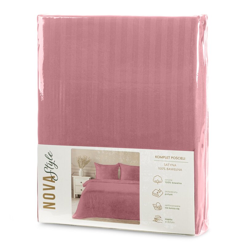 Komplet pościeli satynowej Vera pudrowy róż 160 X 200 CM – delikatna dla skóry