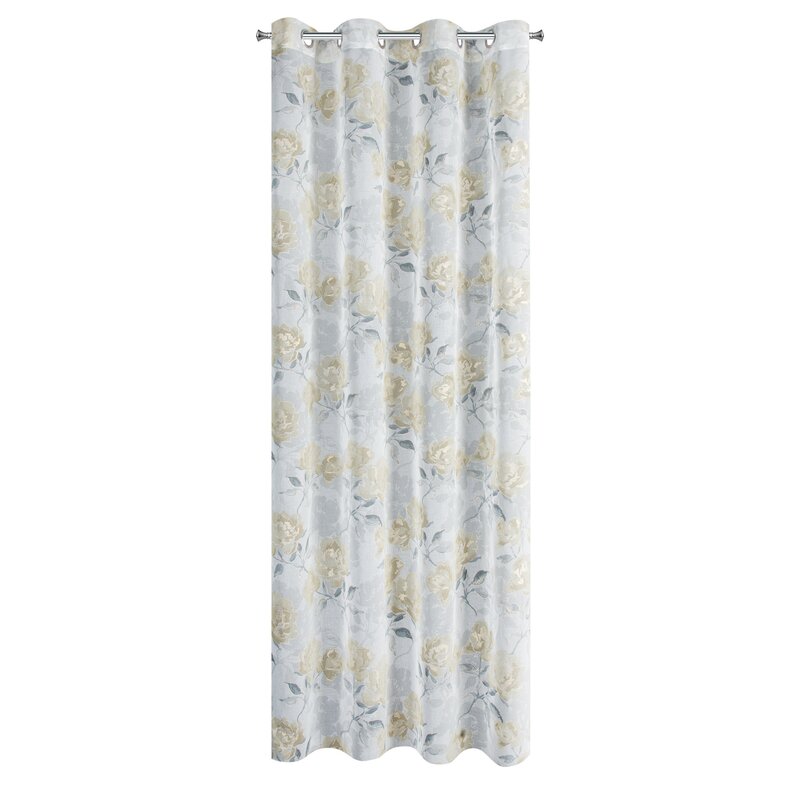 Firana gotowa Inari srebrna 140 X 250 cm – subtelny kwiatowy wzór