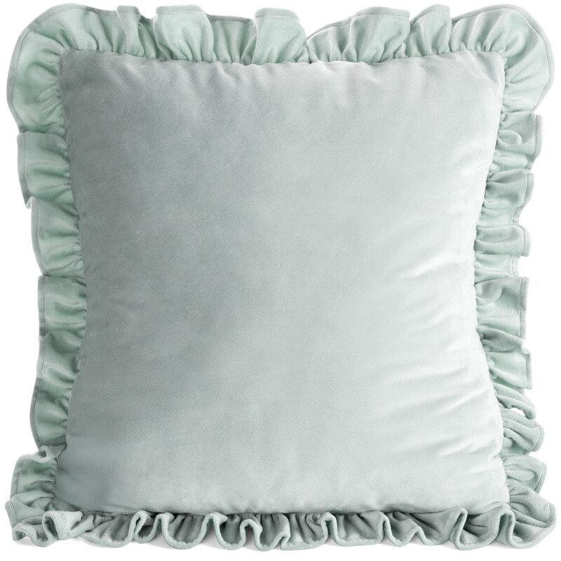 Poszewka welwetowa Brenda1 szałwiowa 45 X 45 CM – z ozdobnymi falbankami