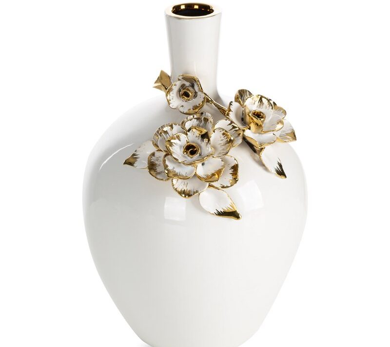 Wazon ceramiczny Sara (01) biały 18 X 16 X 25 CM – z misternymi detalami