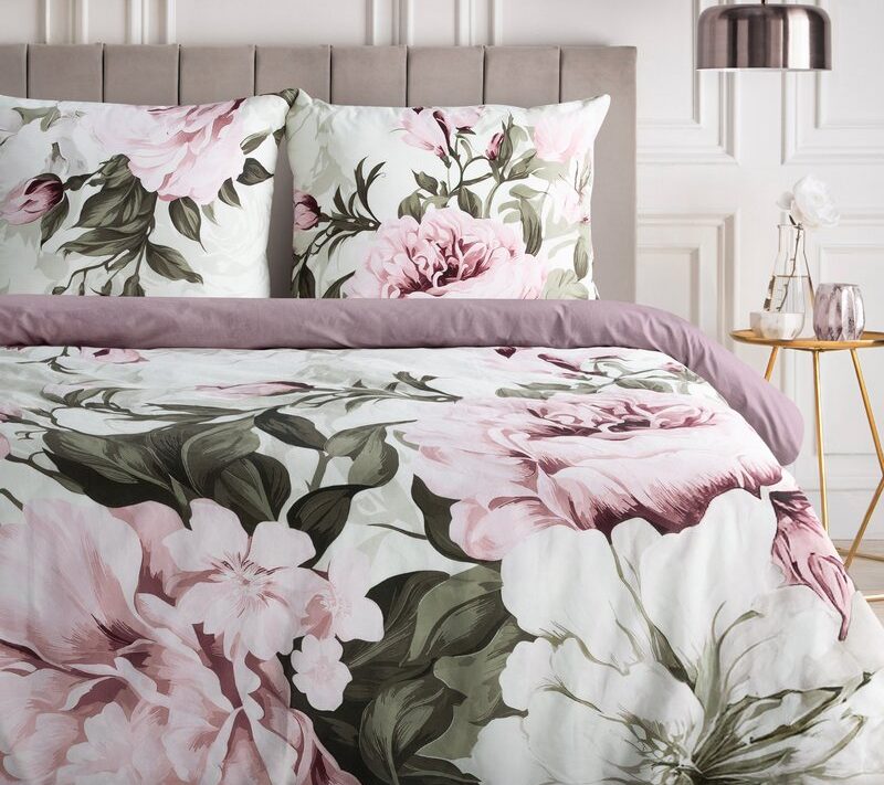 Komplet pościeli bawełnianej Peony wrzosowy 140 X 200 CM – 100% bawełna