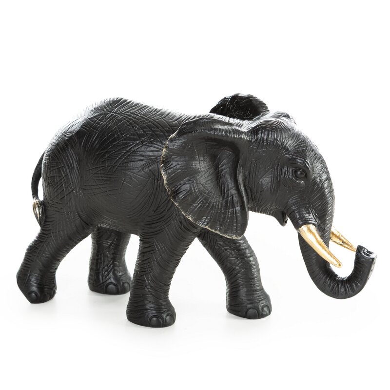 Figurka dekoracyjna słoń OLI czarny 30 X 11 X 18 CM – do salonu i gabinetu
