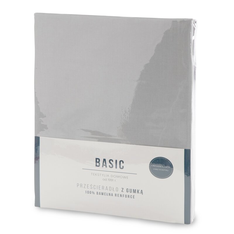 Prześcieradło z gumką Basic srebrne 160 X 200 X 30 CM – miękkie z makosatyny