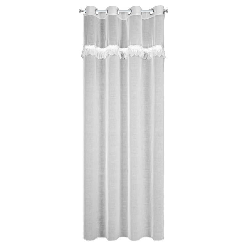 Firana gotowa Kiara biała 140 X 250 cm – zdobiona obszywką
