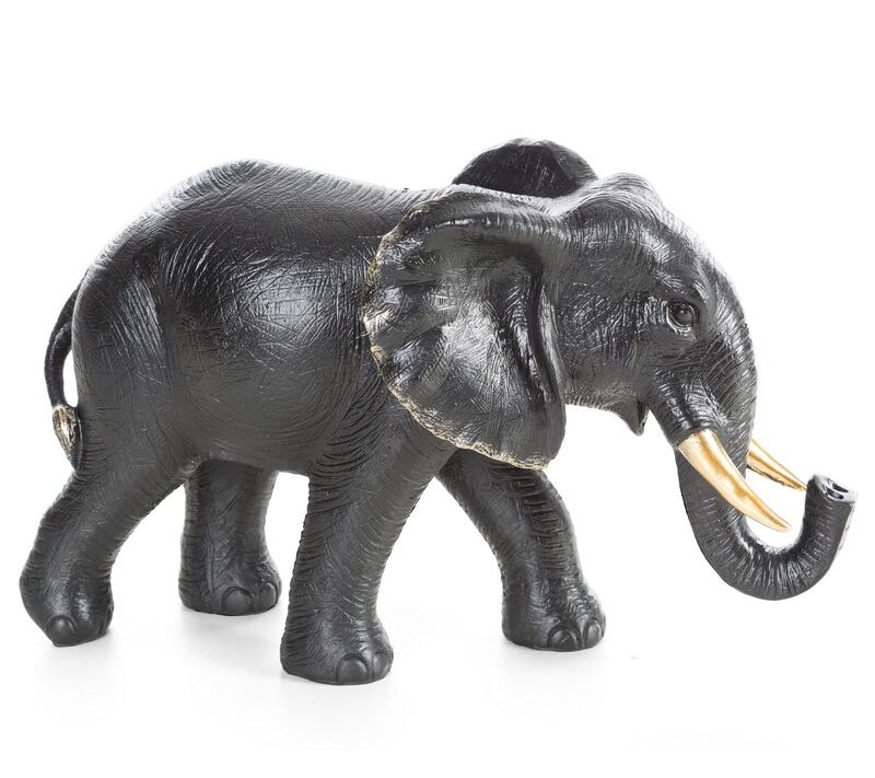 Figurka ceramiczna słoń OLI (01) czarna 39 X 15 X 24 CM – wyrafinowany akcent wnętrza