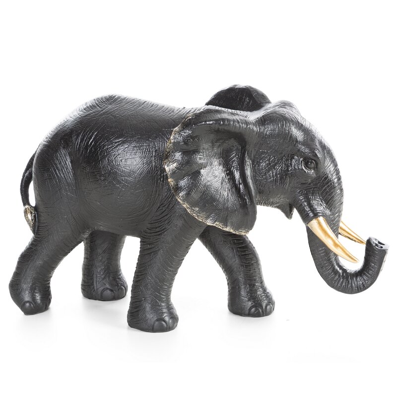 Figurka ceramiczna słoń OLI (01) czarna 39 X 15 X 24 CM – wyrafinowany akcent wnętrza
