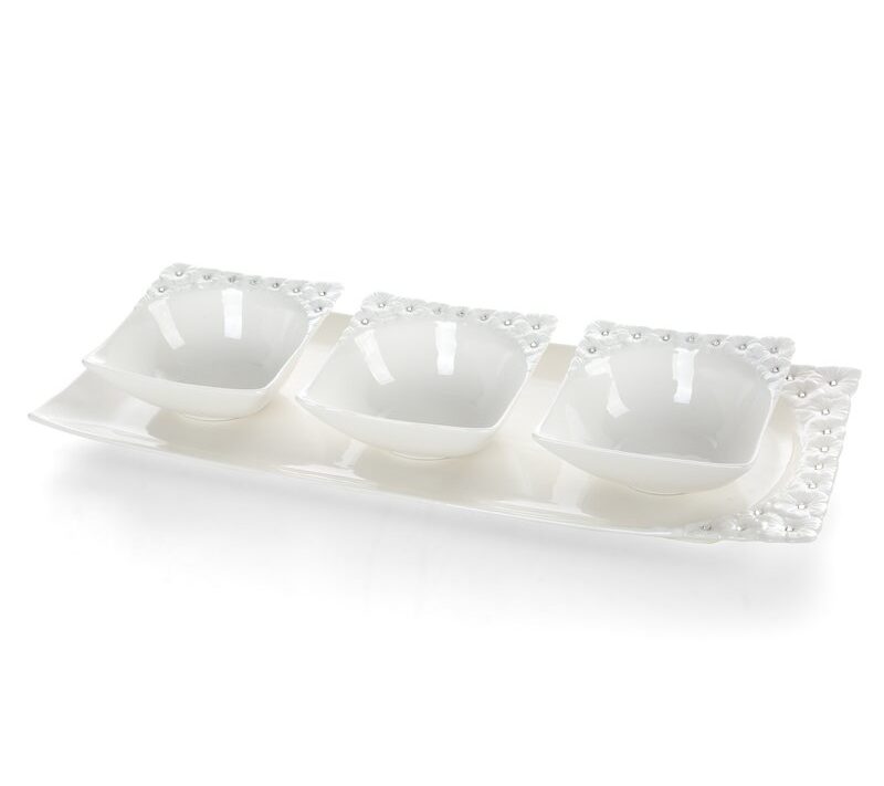 Patera dekoracyjna Elisa biała 40 X 16 X 5 CM – na owoce i słodycze