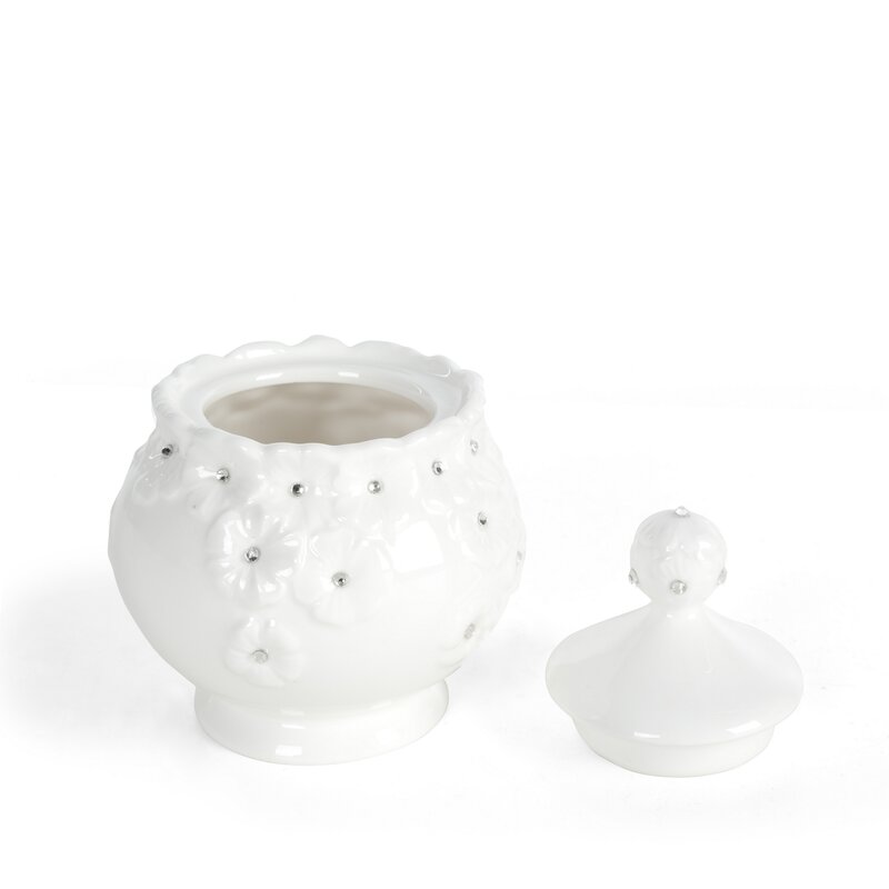 Cukiernica ceramiczna biała O 10 X 12 CM – na cukier i drobiazgi