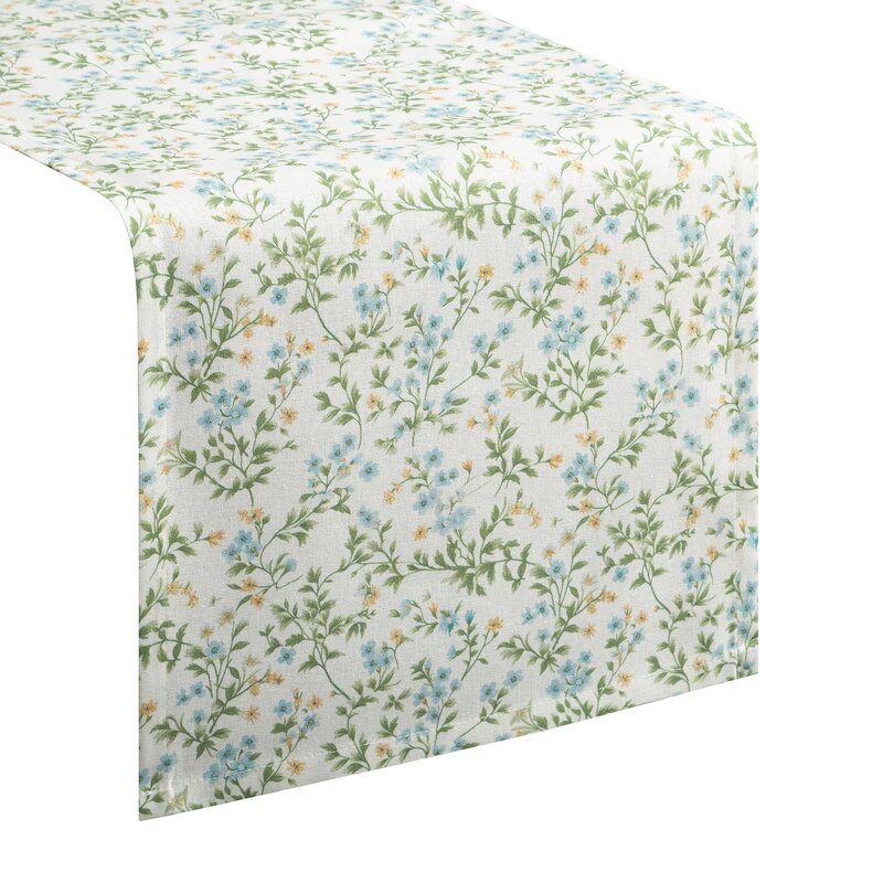 Bieżnik TARA kremowy 40 X 140 CM – z kwiatowym wzorem