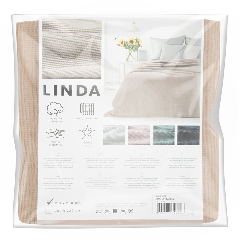 Koc Linda beżowy 150X200 – przyjemny w dotyku