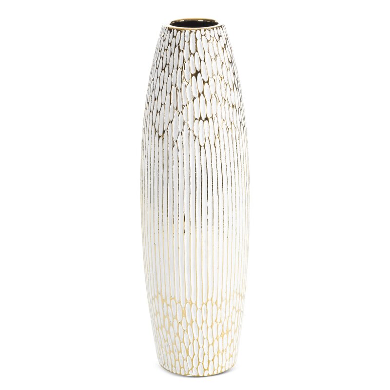 Wazon ceramiczny Andrea (03) biały 15 X 15 X 50 CM – na suszone kwiaty